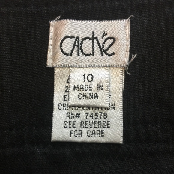 CACHÉ Black Linen Cropped Cargo Pants 10 EUC - Picture 5 of 9